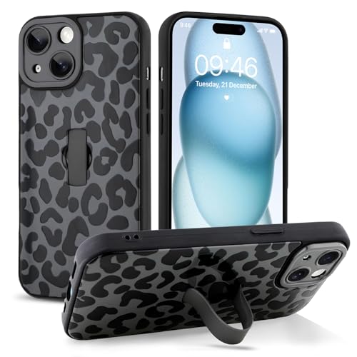 Jefonha Schutzhülle für iPhone 15, mit Handschlaufe, Ständer, trendig, cooler Leaopard-Geparden-Druck, Handyhülle für Damen und Herren, vollständiger Kameraschutz, stoßfeste Schutzhülle (schwarz) Jefonha Schutzhülle für iPhone 15, mit Handschlaufe, Ständer, trendig, cooler Leaopard-Geparden-Druck, Handyhülle für Damen und Herren, vollständiger Kameraschutz, stoßfeste Schutzhülle (schwarz) von Jefonha