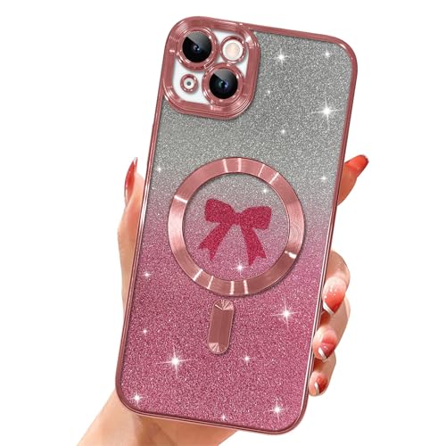 Jefonha Schutzhülle für iPhone 15 Pro Max, magnetisch, glitzernd, transparent, kompatibel mit Magsafe, luxuriöses Plating Schleife Muster Design, Vollkamera-Objektivschutz, weiche TPU-Schutzhülle für Jefonha Schutzhülle für iPhone 15 Pro Max, magnetisch, glitzernd, transparent, kompatibel mit Magsafe, luxuriöses Plating Schleife Muster Design, Vollkamera-Objektivschutz, weiche TPU-Schutzhülle für von Jefonha
