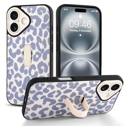 Jefonha Schutzhülle für iPhone 16, mit Handschlaufe, Ständer, trendig, cooler Leaopard-Geparden-Druck, Handyhülle, für Damen und Herren, vollständiger Kameraschutz, stoßfeste Schutzhülle (Weiß) Jefonha Schutzhülle für iPhone 16, mit Handschlaufe, Ständer, trendig, cooler Leaopard-Geparden-Druck, Handyhülle, für Damen und Herren, vollständiger Kameraschutz, stoßfeste Schutzhülle (Weiß) von Jefonha