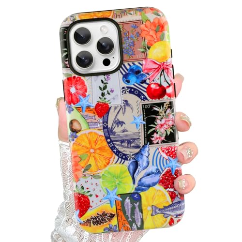 Jefonha Schutzhülle für iPhone 16 Pro, niedlich, ästhetisch, für Frauen und Mädchen, klassischer Retro-Stil, Westernfruchtstempel, Muschel, Costal Collage, Sommer-Telefonhülle, kompatibel mit Magsafe Jefonha Schutzhülle für iPhone 16 Pro, niedlich, ästhetisch, für Frauen und Mädchen, klassischer Retro-Stil, Westernfruchtstempel, Muschel, Costal Collage, Sommer-Telefonhülle, kompatibel mit Magsafe von Jefonha