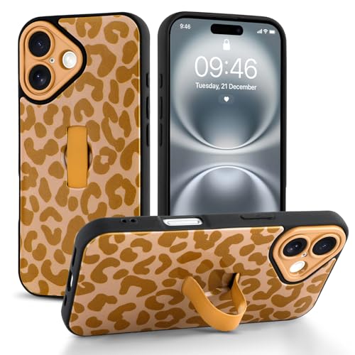 Jefonha Schutzhülle für iPhone 16 mit Handschlaufe und Ständer, trendig, cooler Leaopard-Geparden-Druck, Handyhülle, für Damen und Herren, vollständiger Kameraschutz, stoßfeste Schutzhülle (Braun) Jefonha Schutzhülle für iPhone 16 mit Handschlaufe und Ständer, trendig, cooler Leaopard-Geparden-Druck, Handyhülle, für Damen und Herren, vollständiger Kameraschutz, stoßfeste Schutzhülle (Braun) von Jefonha