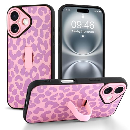 Jefonha Schutzhülle für iPhone 16 mit Handschlaufe und Ständer, trendige, coole Leaopard-Schutzhülle mit Geparden-Druck, für Damen und Herren, vollständiger Kameraschutz, stoßfeste Schutzhülle (Rosa) Jefonha Schutzhülle für iPhone 16 mit Handschlaufe und Ständer, trendige, coole Leaopard-Schutzhülle mit Geparden-Druck, für Damen und Herren, vollständiger Kameraschutz, stoßfeste Schutzhülle (Rosa) von Jefonha