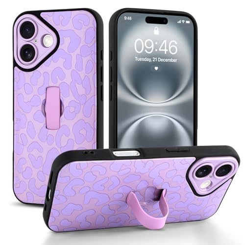 Jefonha Schutzhülle für iPhone 16 mit Handschlaufe und Ständer, trendige, coole Leaopard-Schutzhülle mit Geparden-Druck, für Damen und Herren, vollständiger Kameraschutz, stoßfeste Schutzhülle (lila) Jefonha Schutzhülle für iPhone 16 mit Handschlaufe und Ständer, trendige, coole Leaopard-Schutzhülle mit Geparden-Druck, für Damen und Herren, vollständiger Kameraschutz, stoßfeste Schutzhülle (lila) von Jefonha