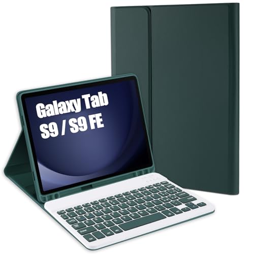 Jeloyutek Tastaturhülle für Samsung Galaxy Tab S9/S9 FE 2023, italienisches Layout abnehmbare Bluetooth-Tastatur und Schutzhülle für Samsung Tab S9 FE 10,9 Zoll / S9 11 Zoll von Jeloyutek