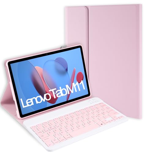 Jeloyutek für Lenovo Tab M11 11" 2024 Tastatur Hülle, QWERTZ Layout Magnetisch Abnehmbarer Tastatur mit Hülle für Lenovo Tablet M11 11 Zoll 2024, Rosa von Jeloyutek