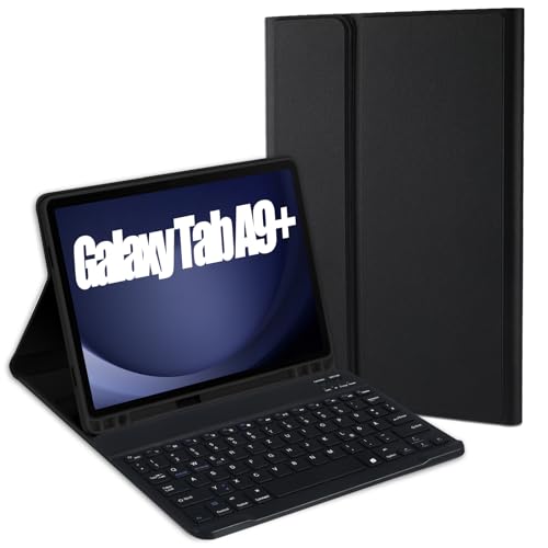 Jeloyutek für Samsung Galaxy Tab A9+/A9 Plus 11” 2023 Tastatur Hülle, QWERTZ Layout Magnetisch Abnehmbarer Tastatur mit Hülle für Galaxy Tab A9 Plus 11 Zoll 2023 SM-X210/X215/X216, Schwarz von Jeloyutek