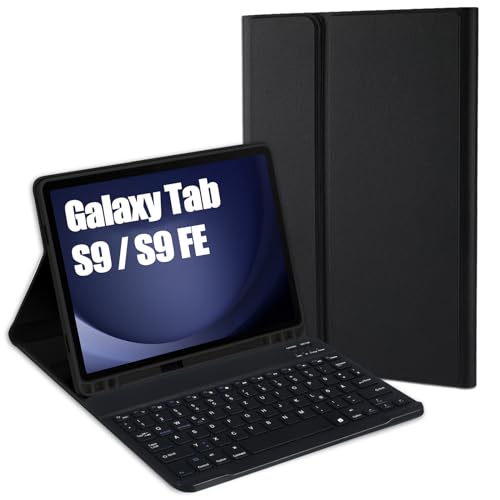Jeloyutek für Samsung Galaxy Tab S9 FE 2023 Tastatur Hülle, QWERTZ Layout Magnetisch Abnehmbarer Tastatur mit Hülle für Tab S9 FE 10.9”/ Tab S9 11” SM-X710/X716B/X718U/X510/X516B, Schwarz von Jeloyutek