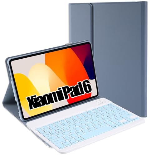 Jeloyutek für Xiaomi Pad 6/Pad 6 Pro Tastatur Hülle, QWERTZ Layout Magnetisch Abnehmbarer Tastatur mit Hülle für Xiaomi Pad 6/Pad 6 Pro 11 Zoll 2023, Blau von Jeloyutek