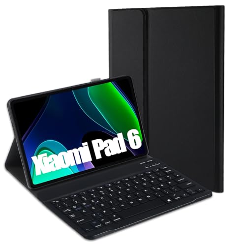 Jeloyutek für Xiaomi Pad 6/Pad 6 Pro Tastatur Hülle, QWERTZ Layout Magnetisch Abnehmbarer Tastatur mit Hülle für Xiaomi Pad 6/Pad 6 Pro 11 Zoll 2023, Schwarz von Jeloyutek