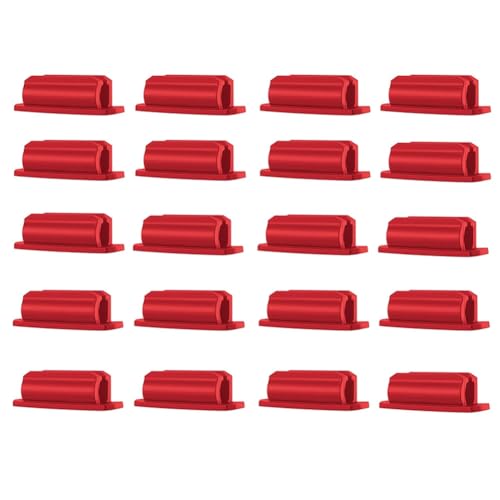 Jenbnoau Stifthalter-Set mit 20 Stifthaltern Aus Selbstklebendem Silikon für Den Schreibtisch und Andere Oberflächen, Rot, Einfache Installation von Jenbnoau