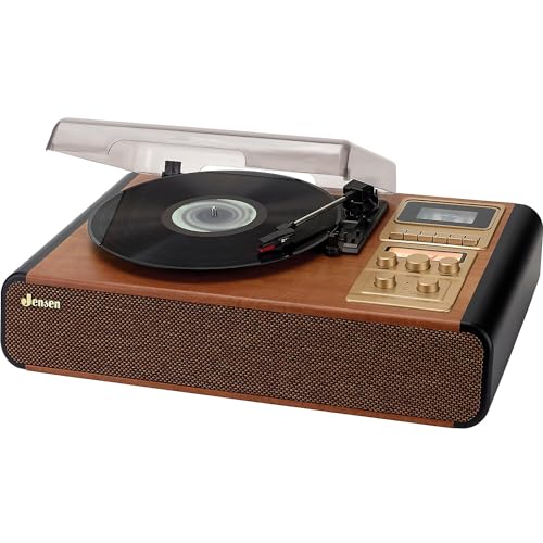 Jensen JTA-385 JTA-385 Plattenspieler mit 3-Gang-Riemenantrieb mit Schrittsteuerung, Kassette/Recorder, AM/FM-Stereo-Radio und integrierten Lautsprechern Jensen JTA-385 JTA-385 Plattenspieler mit 3-Gang-Riemenantrieb mit Schrittsteuerung, Kassette/Recorder, AM/FM-Stereo-Radio und integrierten Lautsprechern von Jensen