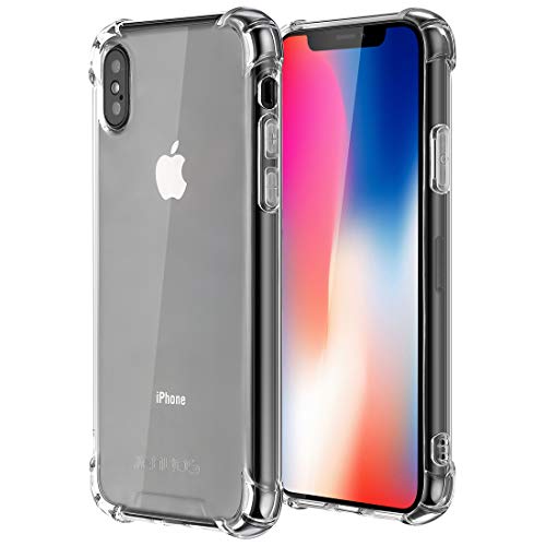 Jenuos iPhone X Hülle Handyhülle, iPhone XS Hülle Handyhülle, iPhone 10 Silikon Schutzhülle Transparent Bumper TPU mit Anti-Rutsch Crystal Case für iPhone X/XS/10 5.8" - Transparent (IX-TPU-CL) von Jenuos