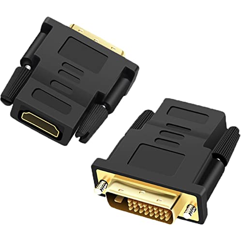 JeoPoom DVI auf HDMI Adapter[2 Stück], DVI(24+1) zu HDMI Adapter, DVI-Stecker auf HDMI-Buchse Konverter, Unterstützt 1080P für TV-Box, Projektor, usw von JeoPoom