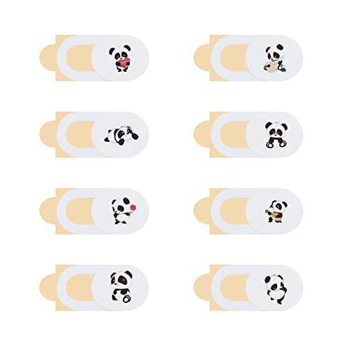 JeoPoom Panda Webcam Abdeckung[8 Stück], Ultra Dünne Webcam Cover, Niedliches Panda Webcam Cover Slider, für Computer Laptop, Smartphone, PC, Tablet, etc((Weiß) von JeoPoom