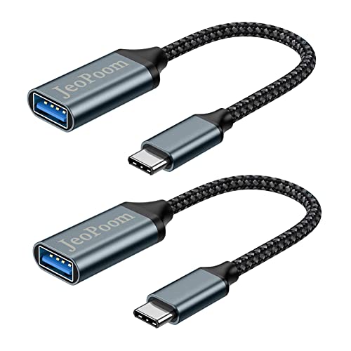JeoPoom USB Typ C Adapter [2 Stück], OTG USB C Adapter auf USB 3.0, USB Type C auf USB A 3.0 Adapter-Kabel, Kompatibel mit Desktop, Laptop, Handy, S21, Galaxy Note 10 20 S20 Plus Ultra und mehr von JeoPoom