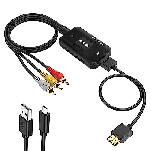 Jerilla AV zu HDMI Konverter, RCA zu HDMI Video Adapter Kabel, Composite CVBS L/R Audio Wandler 1080P/720P RCA-Eingang mit HDMI Kabel für HDTV/Monitor/PC/STB/VHS/PS3/DVD Spieler von Jerilla