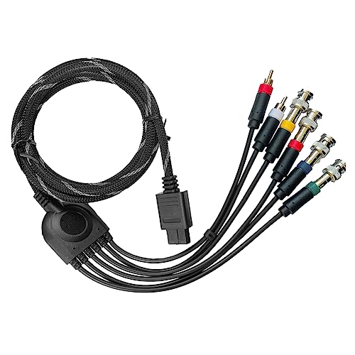 Jerilla N64 RGBS-Komponentenvideo-Kabel, RGB RGBs AV-Audio-Video-Kabel 1.8m mit 4 BNC-Steckern Kompatibel mit Nintendo 64/GameCube/SNES/SFC-Konsole, CRT-Monitor von Jerilla
