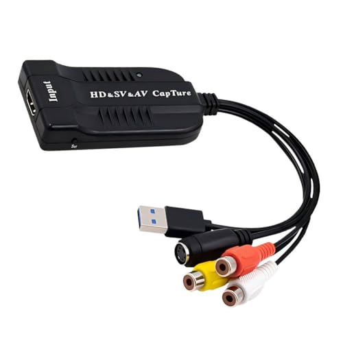 Jerilla RCA auf USB Konverter 1080P HDMI/AV/S-Video/RCA auf USB 2.0 Audio Video Capture Karte Gerät Adapter für Live Streaming Camcorder Gaming VCR/VHS/DVD/PS4/PS5/Xbox Jerilla RCA auf USB Konverter 1080P HDMI/AV/S-Video/RCA auf USB 2.0 Audio Video Capture Karte Gerät Adapter für Live Streaming Camcorder Gaming VCR/VHS/DVD/PS4/PS5/Xbox von Jerilla
