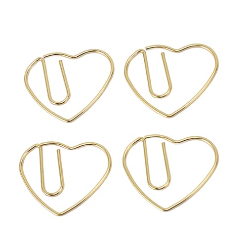 Jerliflyer Goldpapier Clips, niedliche Liebe Herzpapierklammern mit Metall, dekorative Papierklammern mit transparenter Box für Büroschule Haushalt Hochzeitseinladung Accessoires (Gold) von Jerliflyer