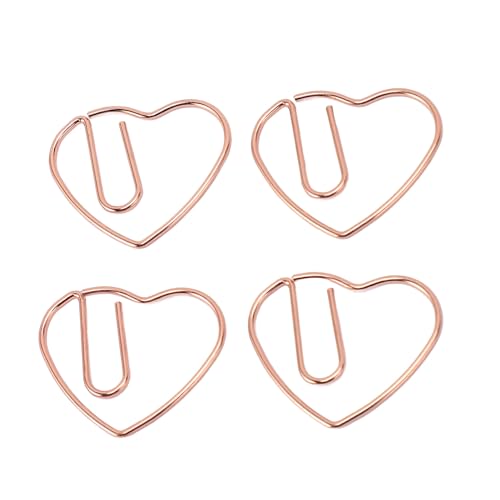 Jerliflyer Goldpapier Clips, niedliche Liebe Herzpapierklammern mit Metall, dekorative Papierklammern mit transparenter Box für Büroschule Haushalt Hochzeitseinladung Accessoires (Roségold) von Jerliflyer