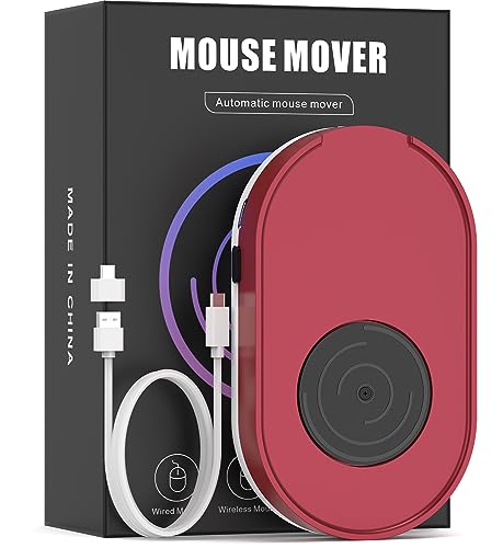 Jerryrun Maus Jiggler, Undetectable Mouse Mover Device Wiggler Shaker with Drive Free USB Cable and USB C to USB Adapter, Moves Mouse Automatically, Keep PC Screen Active, Red von Jerryrun