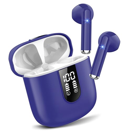 Bluetooth Kopfhörer In Ear, Kopfhörer Kabellos Bluetooth 5.3, Ultraleicht Ohrhörer mit HD Mikrofon, Herausragender Sound Musik Streaming bis zu 30 Stunden, LED-Anzeige, IP7 Wasserdicht, Navy Blau Bluetooth Kopfhörer In Ear, Kopfhörer Kabellos Bluetooth 5.3, Ultraleicht Ohrhörer mit HD Mikrofon, Herausragender Sound Musik Streaming bis zu 30 Stunden, LED-Anzeige, IP7 Wasserdicht, Navy Blau von Jesebang