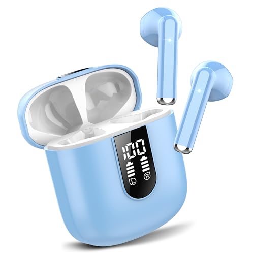 Jesebang Bluetooth Kopfhörer In Ear, Kopfhörer Kabellos Bluetooth 5.3, Ultraleicht Ohrhörer mit HD Mikrofon, Herausragender Sound Musik Streaming bis zu 30 Stunden, LED-Anzeige, IP7 Wasserdicht, Blau von Jesebang
