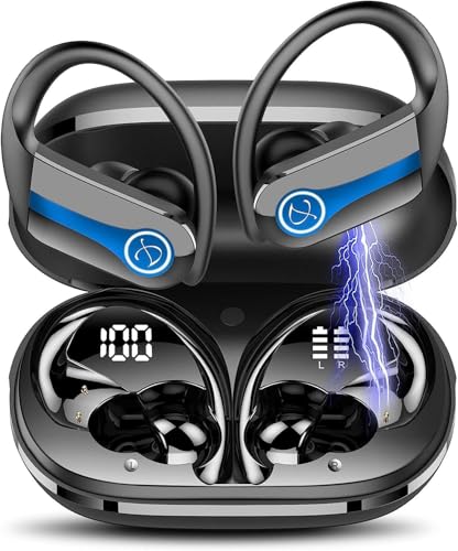 Jesebang Bluetooth Kopfhörer Sport, Kopfhörer Kabellos Bluetooth 5.3 mit HD Mic, Überragende Klangqualität, 50 Std Spielzeit, Comfort Fit, Dual LED-Anzeige, IPX7 Wasserdicht in Ear Ohrhörer von Jesebang