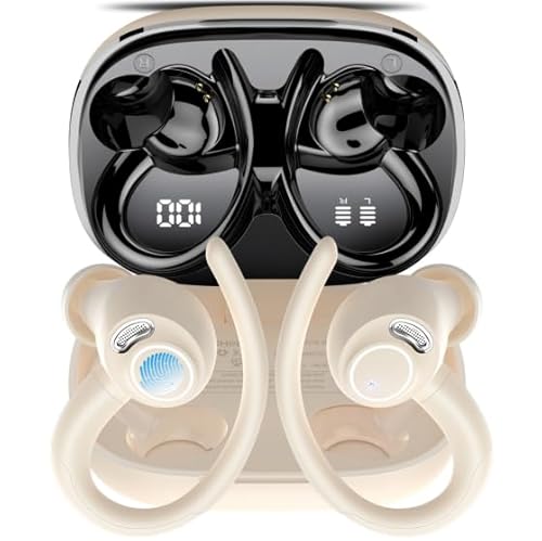 Jesebang Bluetooth Kopfhörer Sport, in Ear Kopfhörer Kabellos Bluetooth 5.3 mit HD Mic, Herausragender Sound, Dual LED-Anzeige, 40 Std Spielzeit, Comfort Fit, IP7 Wasserdicht Ohrhörer mit Ohrhaken von Jesebang