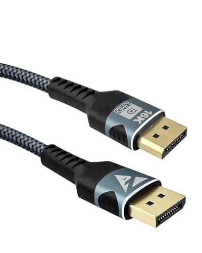 16k DisplayPort Kabel 2.1, 2M DP auf DP Kabel 16K@30Hz(DSC)8K@120Hz(DSC)/60Hz 4K@60Hz/120Hz/144Hz/240Hz Geflochtenes Kabel DP1.4-00 Kompatibel mit FreeSync G-Sync Grafikkarten 5090 7900XTX Gaming von Jesiah