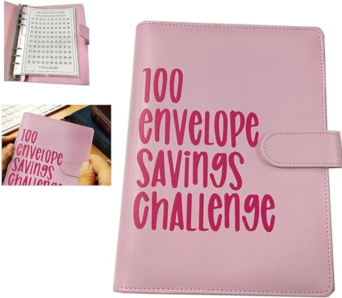 100 Envelope Challenge Binder,100 Envelope Challenge Kit,100 Envelopes Money Saving Challenge Binder,Easy and Fun Way to Save €5,050,blau (pink) von Jesshiny