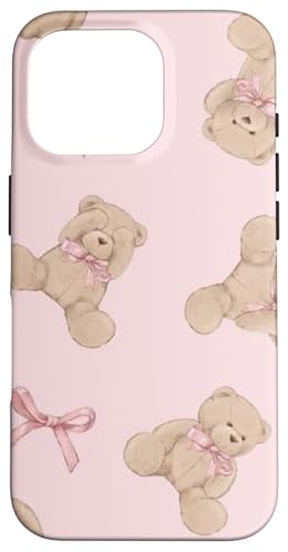 JessiCase Teddybär-Hülle für iPhone 16 Pro, Rosa, Robuster Schutz, Texturiert von JessiCase