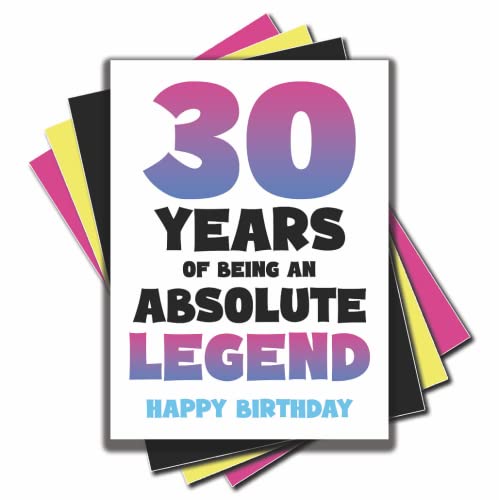 Jesting Jackass Geburtstagskarte zum 30. Geburtstag, Aufschrift "30 Years Of Being An Absolute Legend", zum 30. Geburtstag, Geschenk für beste Freundin, Bestie, Sohn, Tochter, Kollege, C975 von Jesting Jackass