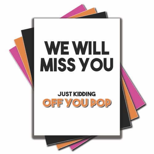 Jesting Jackass Lustige Arbeitskarte für Kollegen, Aufschrift We Will Miss You Just Kidding Off You, Pop Office Banter Coworker New Job Card Bye Abschiedskarte C1061 von Jesting Jackass