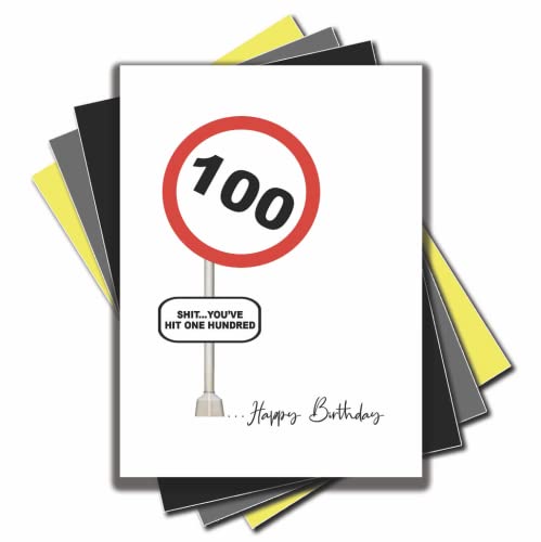 Jesting Jackass Lustige Geburtstagskarte zum 100. Geburtstag, Shit You've Hit One Hundred, lustige Straßenschild zum 100. Geburtstag, Großvater, Oma, beste Freundin, C965 von Jesting Jackass