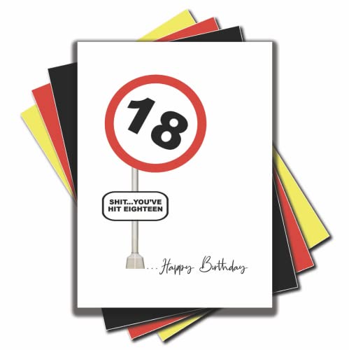 Jesting Jackass Lustige Geburtstagskarte zum 18. Geburtstag, Shit You've Hit Eighteen lustige Straßenschild-Karte für Sohn, Tochter, beste Freundin, C956 von Jesting Jackass