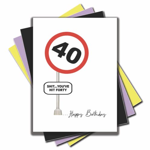 Jesting Jackass Lustige Geburtstagskarte zum 40. Geburtstag, Aufschrift: "Shit You've Hit Forty", lustige Straßenschild, Karte für Sohn, Tochter, beste Freundin, 40. Geburtstag, C959 von Jesting Jackass