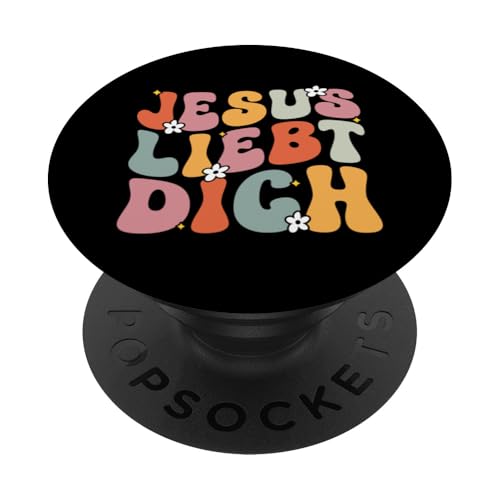 Jesus Liebt Dich Gott Christliches Zitat Gläubige Groovy PopSockets Klebender PopGrip von Jesus Gott Kirche Bibelleser Gebet Gottesdienst