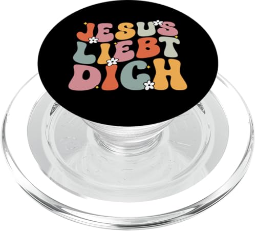 Jesus Liebt Dich Gott Christliches Zitat Gläubige Groovy PopSockets PopGrip für MagSafe von Jesus Gott Kirche Bibelleser Gebet Gottesdienst