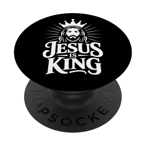 Christen Kreuz Outfit für Glaube und Bibel als Jesus is King PopSockets Klebender PopGrip Christen Kreuz Outfit für Glaube und Bibel als Jesus is King PopSockets Klebender PopGrip von Jesus Outfit Bibel GlaubenGott Kirche Herren Damen
