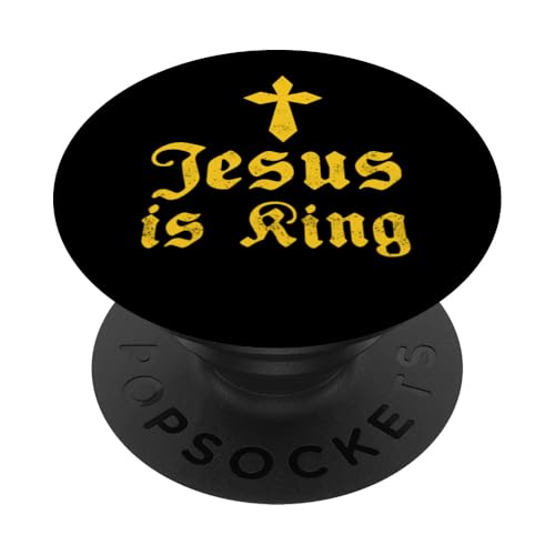 Christen Kreuz Outfit für Glaube und Bibel als Jesus is King PopSockets Klebender PopGrip Christen Kreuz Outfit für Glaube und Bibel als Jesus is King PopSockets Klebender PopGrip von Jesus Outfit Bibel GlaubenGott Kirche Herren Damen