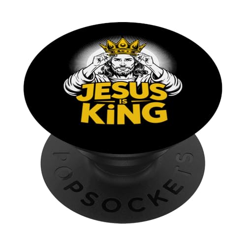 Christen Kreuz Outfit für Glaube und Bibel als Jesus is King PopSockets Klebender PopGrip Christen Kreuz Outfit für Glaube und Bibel als Jesus is King PopSockets Klebender PopGrip von Jesus Outfit Bibel GlaubenGott Kirche Herren Damen