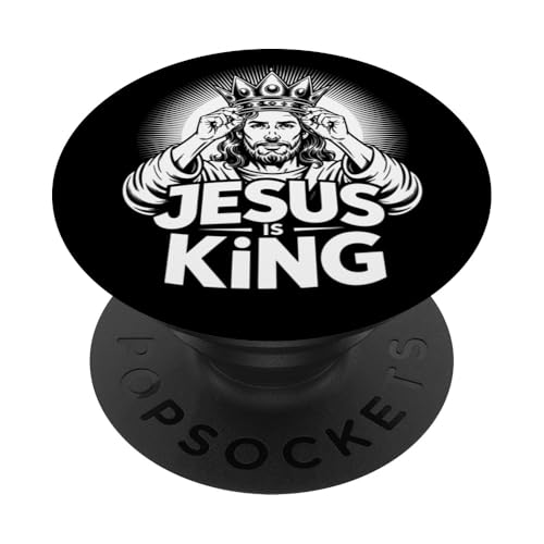 Christen Kreuz Outfit für Glaube und Bibel als Jesus is King PopSockets Klebender PopGrip Christen Kreuz Outfit für Glaube und Bibel als Jesus is King PopSockets Klebender PopGrip von Jesus Outfit Bibel GlaubenGott Kirche Herren Damen