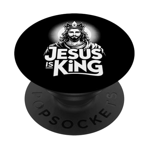 Christen Kreuz Outfit für Glaube und Bibel als Jesus is King PopSockets Klebender PopGrip Christen Kreuz Outfit für Glaube und Bibel als Jesus is King PopSockets Klebender PopGrip von Jesus Outfit Bibel GlaubenGott Kirche Herren Damen