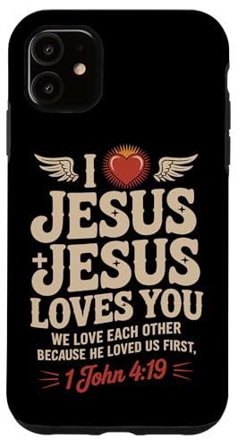 I Love Jesus Jesus Loves You Christian Jesus Bibelvers Hülle für iPhone 11 von Jesus loves you Religious Gifts for Christians