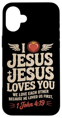 I Love Jesus Jesus Loves You Christian Jesus Bibelvers Hülle für iPhone 16 Plus von Jesus loves you Religious Gifts for Christians