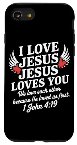 I Love Jesus Jesus Loves You Christian Jesus Bibelvers Hülle für iPhone SE (2020) / 7 / 8 von Jesus loves you Religious Gifts for Christians