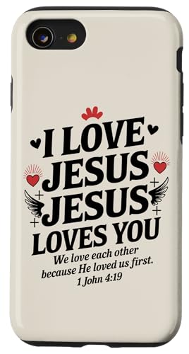I Love Jesus Jesus Loves You Christian Jesus Bibelvers Hülle für iPhone SE (2020) / 7 / 8 von Jesus loves you Religious Gifts for Christians