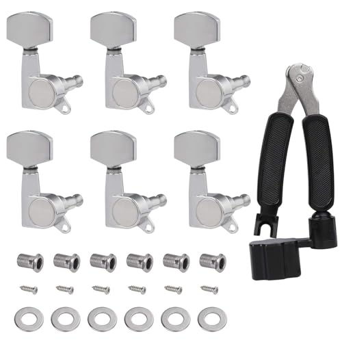 3R 3L Akustikgitarre Mechaniken Knöpfe, 6 Stück Gitarren Saiten Stimmwirbel Stimmgerät mit 3 In 1 Saitenwickler Cutter Bridge Pin Puller für Folk Elektrische Gitarre von Jesustree