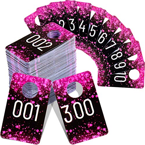 Jetec Live Kunststoff-Zahlenanhänger, fortlaufend, wiederverwendbar, normale und verspiegelte Bildnummernschilder für Live-Kleiderzimmer, Karten (Rosenrot, 300 Stück) von Jetec